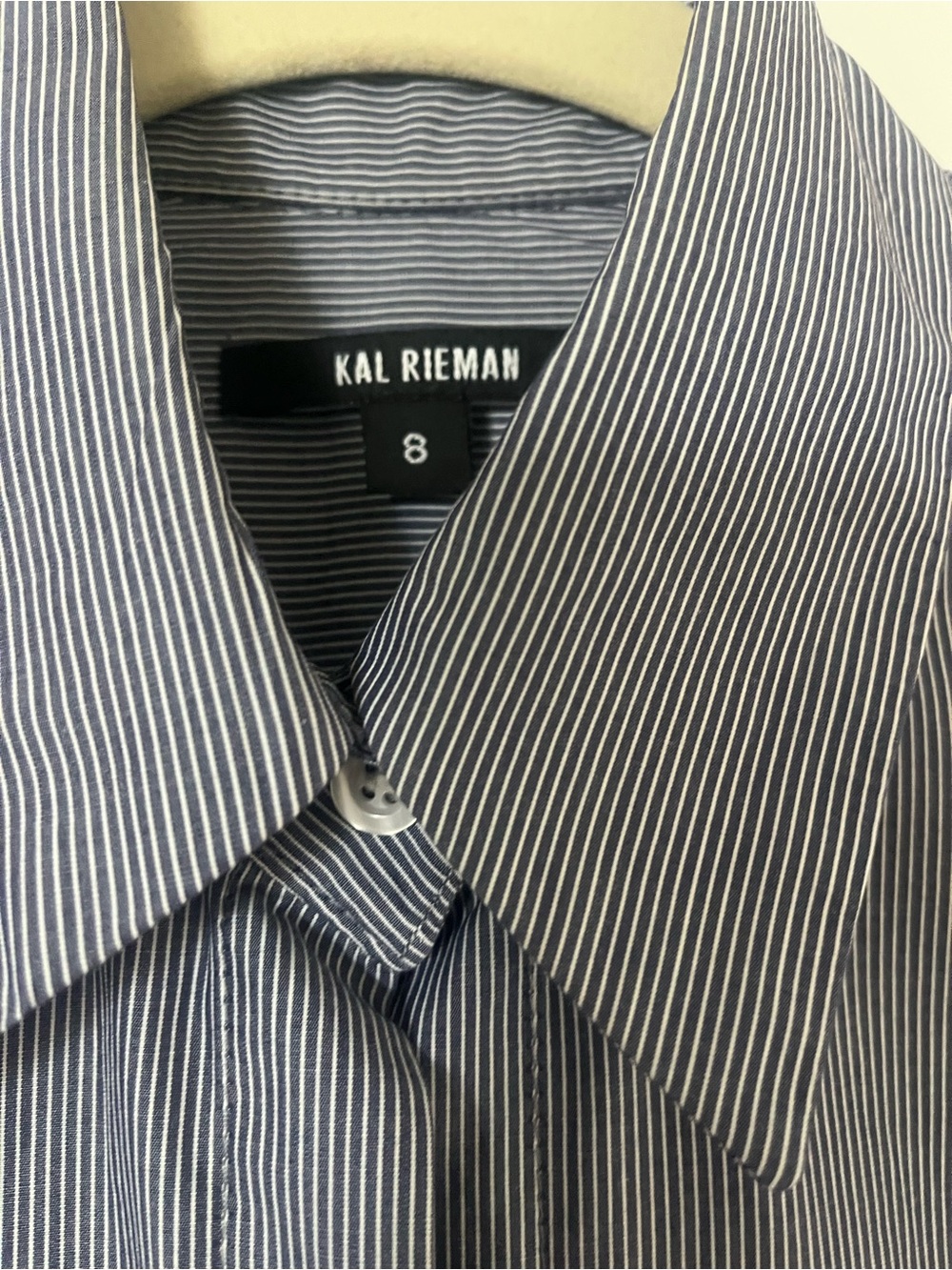 Kal Rieman women Navy and White Pinstripe blouse